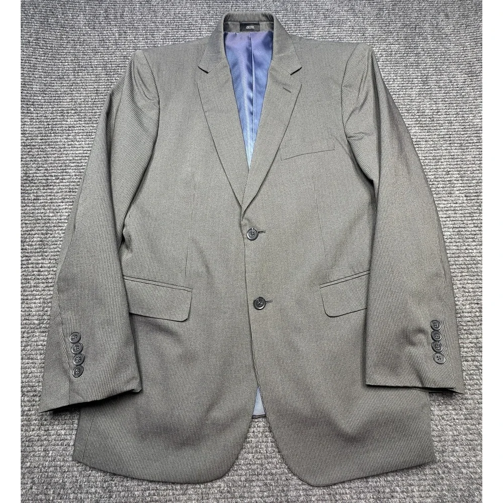 JF J Ferrar Suit Jacket Mens 40R Gray‎ Modern Fit Pinstripe Blazer Two Button